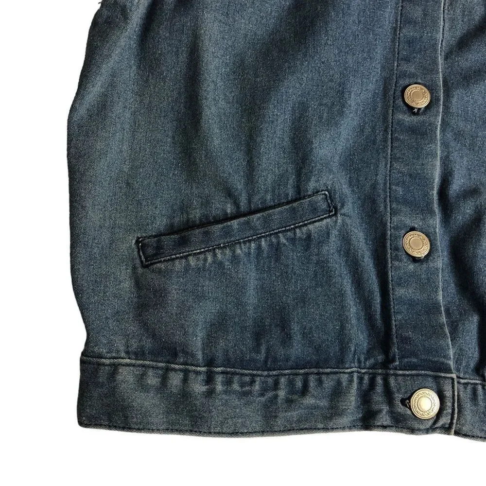 Vintage Talbots Vest Womens Small Blue Denim Button Front Cotton Spandex Pockets - Picture 9 of 15